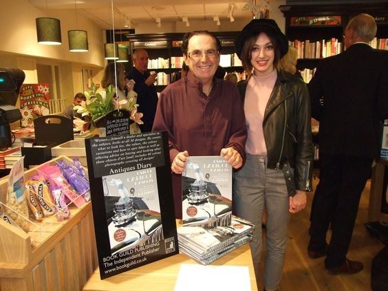 The author G.G. Weiner with photographer Poppy Francis tolgether with Lalique management invited guests (from London & Paris) at the book launch of 'Unique Lalique Mascots Vol. 1' at Waterstones book store in Brighton.