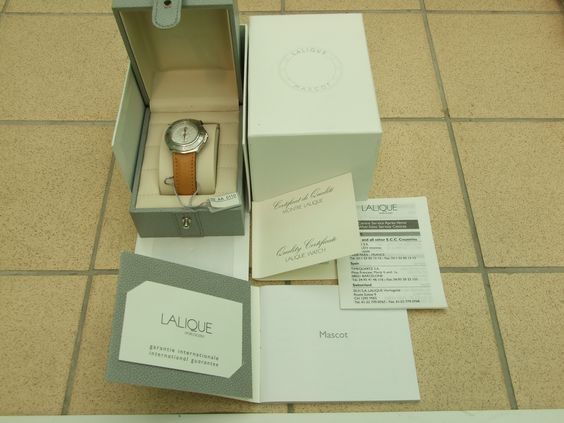 Lalique 'MASCOT' watch complete with fine quality box, slip case and all original paperwork.